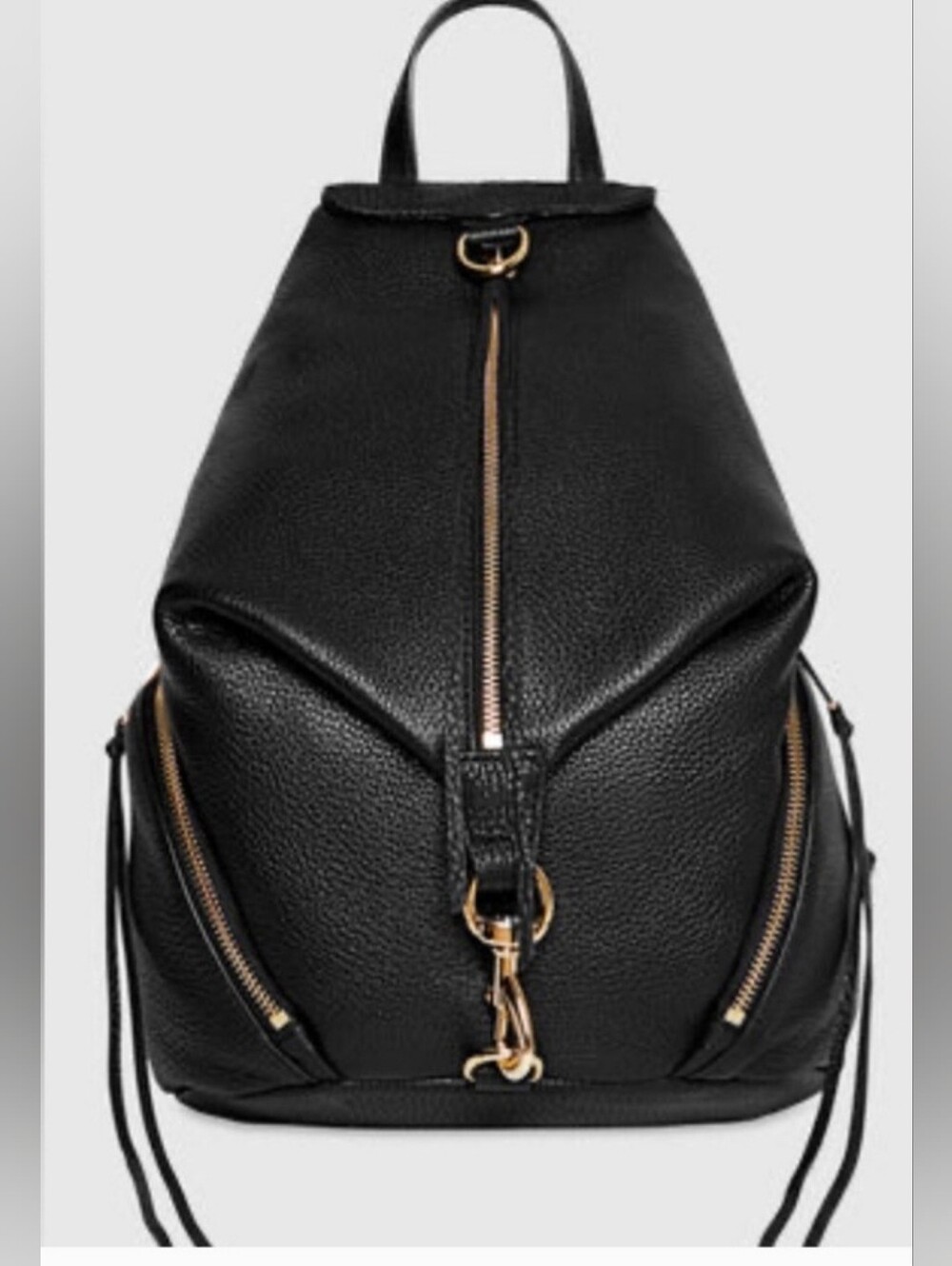 Rebecca Minkoff Black Leather Backpack with Gold Hardware Accents